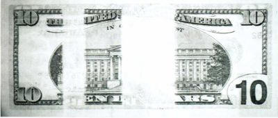 Рис. 50. Картина поглощения в ИК-диапазоне на оборотной стороне банкноты номиналом 10 долларов США.
